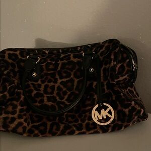 Michael Kors Animal Print Satchel - Black and Brown